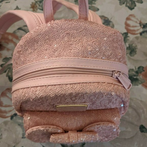 Disney Parks Millennial Pink Sequin Loungefly Backpack and Wallet Set main image 5